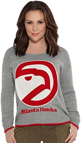 Пуловер Touch by Alyssa Milano За възрастни Жени от НБА Атланта Хоукс С шнур, Голям, Вересково-сив