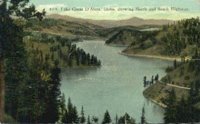 Пощенска картичка с езеро Кьор д ' Ален, щата Айдахо
