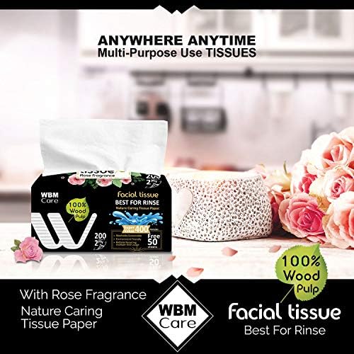 Професионална кърпа за лице WBM Care W8102M1-P12 с аромат на Рози, 12 Кутии /Калъф, 200 листа във всяка Опаковка