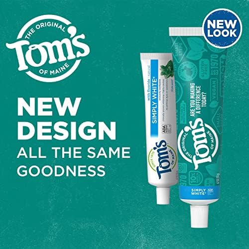 Паста за зъби Tom ' s of Maine Simply Natural White с флуор, Чиста Мента, 4,7 унции. (Опаковка може да варира)