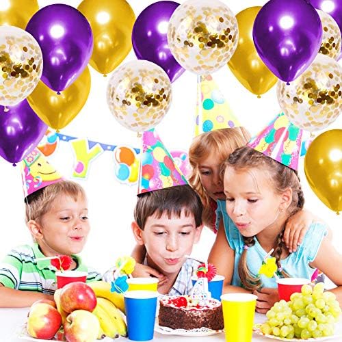 50 БР. Лилава Венец от балони със Златни Конфети, набор от Балони, 12 инча, Висококачествени Латексови балони