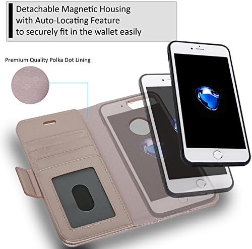 Подвижна Магнитна чанта-портфейл navor с RFID защита, отвор за логото, Съвместим с iPhone, 7 Plus [Серия Vajio]