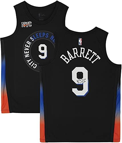 Тениска RJ Barrett New York Knicks с автограф Найки Black 2020-21 City Edition Swingman - Тениски НБА с автограф