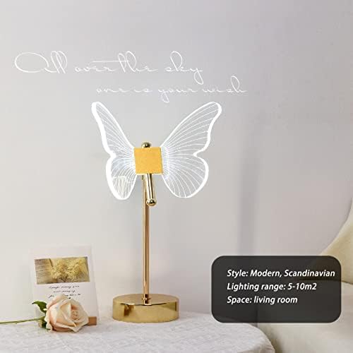 EGEN Модерна Настолна Лампа Golden Butterfly, Светодиодна Настолна Лампа с регулируема яркост, Бутон Превключвател