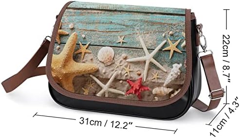 Морска звезда във формата на Миди върху Дървена Кожена Чанта През Рамо, Малка Чанта-Тоут, Чантата, Модни Поясная