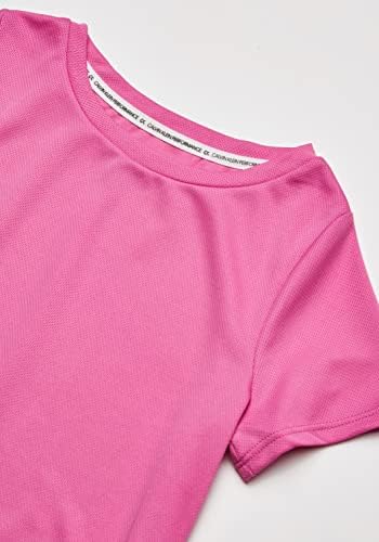 Окото тениска с къс ръкав Calvin Klein Girls' Performance, супер Розово лого, 12-14