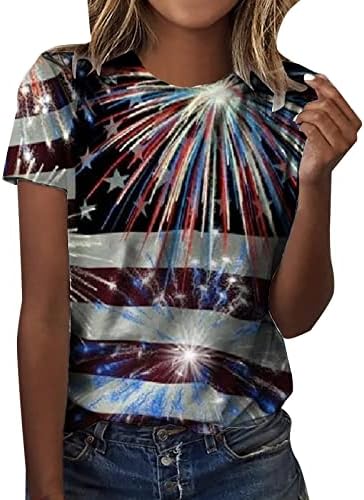 Комплект от topa с черепашьим деколте за жени, Дамски Лятна тениска с принтом на Деня на Независимостта, къс