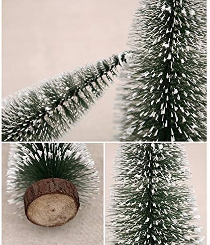 Dobmit Мини Коледно Дърво Настолна Борова Елха Малка Елха с Дървени Основания за Коледен декор (5ШТ)