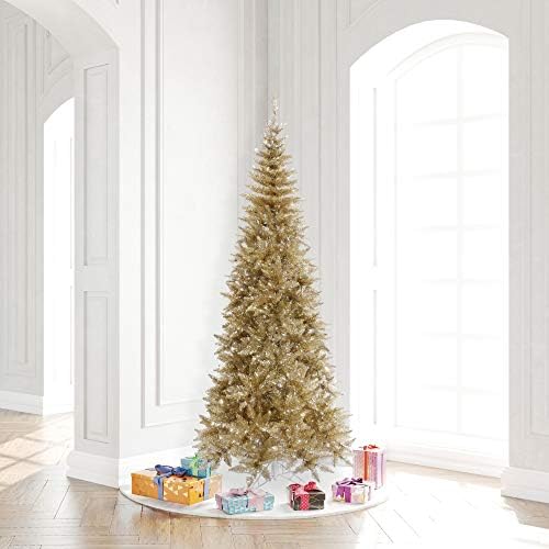 Изкуствена Коледна елха Vickerman 6,5' от Мишуры за Шампанско, Фини, Без светлина - Коледна Елха от изкуствена