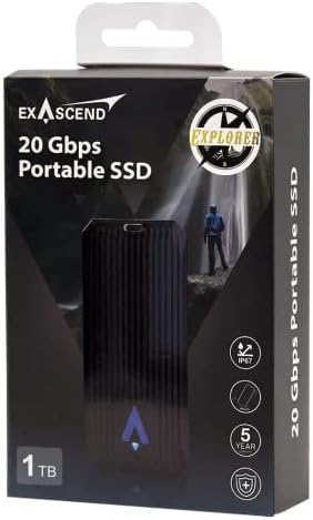 Преносим твърд диск Exascend Explorer обем 1 TB Скорост на трансфер на данни до 1700 Mbit/сек - USB-C, USB 3.2