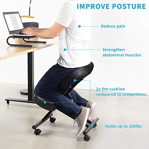 Ергономичен стол за коленопреклонения DRAGONN by VIVO, регулируема стол за дома и офиса - Подобрете стойката