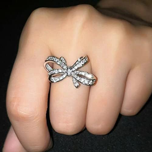 2023 Женски пръстен с пълна бриллиантовым лък, годежен пръстен, бижута, подаръци, пръстени за жени, размер на