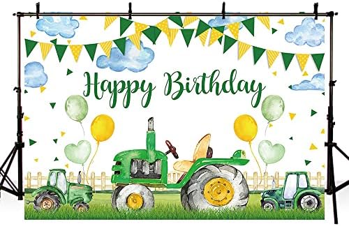 AIBIIN 10x7ft земеделското стопанство Трактор, Фон за Рожден Ден за деца, Зелена Трева Балон знамето на Облак