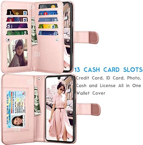 Чанта-портфейл Tekcoo за LG Stylo 6, Луксозни отделения за кредитни карти ID Cash, Чантата за пренасяне от Изкуствена