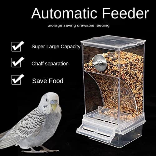 Автоматична ясла за птици с насестом, а за клетка за клетки, бистра а за семена папагали, захранващи семена