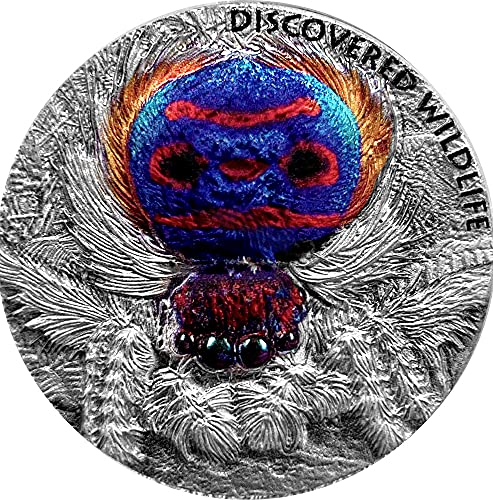 2021 DE Модерна Възпоменателна монета PowerCoin Паун-Паяк Открих Дивата природа Сребърна Монета 2$Ниуе 2021