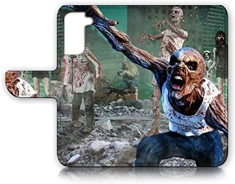 за Samsung S22, Samsung Galaxy S22, проектиран калъф-портфейл с панти капак за телефон, A24739 Horror Zombie