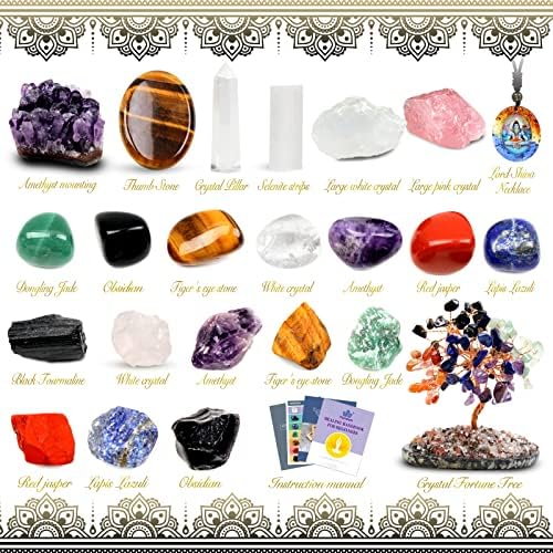 Натурални Лечебни кристали и камъни Чакра в комплект с Аметистовой куп, Камък Безпокойство за палеца, Селенитом,