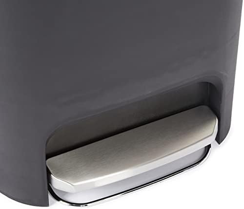 Високо Кухненско Пластмасова кофа за Боклук Basics със Стоманени педала, Черно, 50 литра
