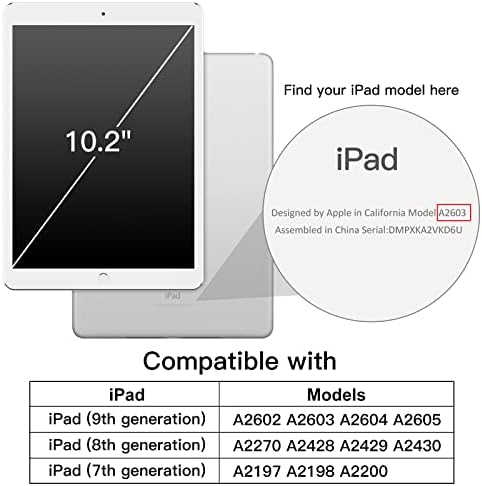 Калъф JETech за iPad 10.2 инча (9-ти / 8-ви / 7-то поколение, 2021/2020/2019) с вградено защитно фолио за дисплея,
