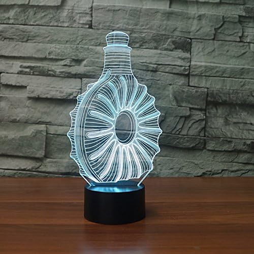 MOLLY HIESON 3D Бутилка Уиски нощна светлина Сензорен Прекъсвач Декор Маса Настолна Оптична Илюзия Лампи 7 Цвята