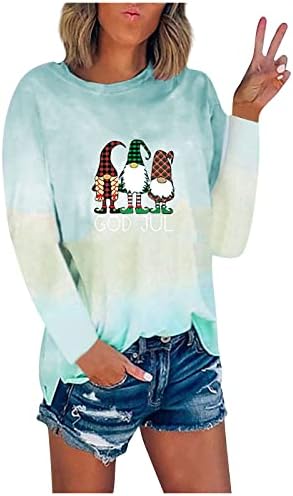 Пуловери, Жилетки за Жени, Боядисани с Вратовръзка, С Коледа, Hoody с Кръгло Деколте, по-Големи Размери, Дамски Блузи С Дълъг Ръкав