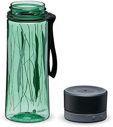 Запечатани бутилка за вода Аладин Aveo обем 0,35 л с принтом под формата на зелени листа от босилек – Широк