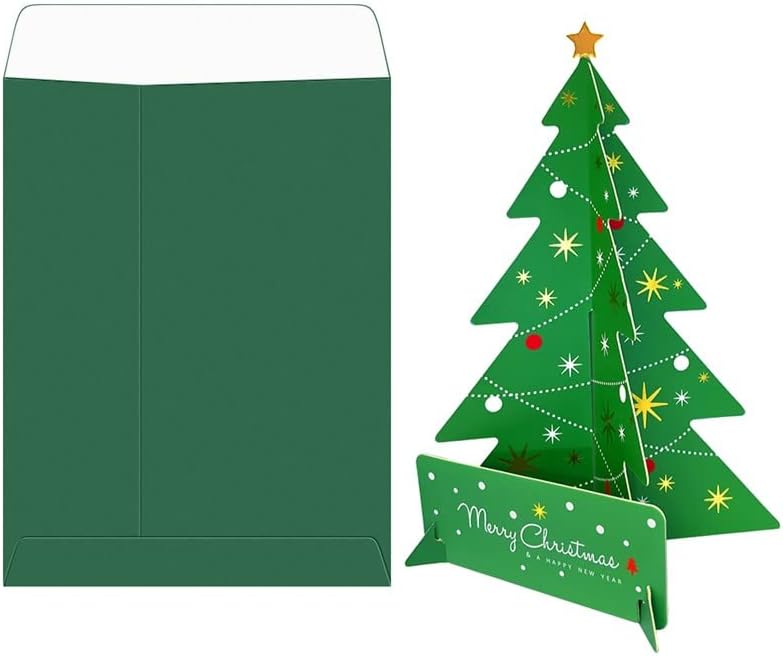 2 елемента 3D Коледна Картичка Коледна Елха 3D Коледно Дърво, пощенска Картичка 3D Коледна Елха Поздравителна