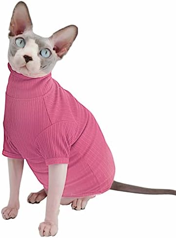 Риза за Бесшерстных котки Sphynx, Памук Пуловер-Поло за котки, Пуловер, Тениска с Коте и ръкави, Пижами за котки,