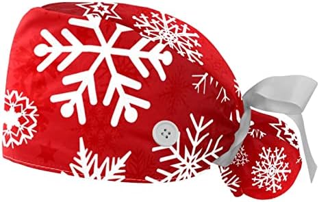 Снежинка в Червено, 2 опаковки, Работна Шапка с Бутони, Регулируемо Шапчица-Търкане с Държач под формата на