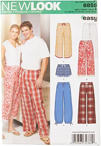 Simplicity U06859A Комплект за шиене на женските и на мъжките пижамных панталони и шорти New Look, код 6859,