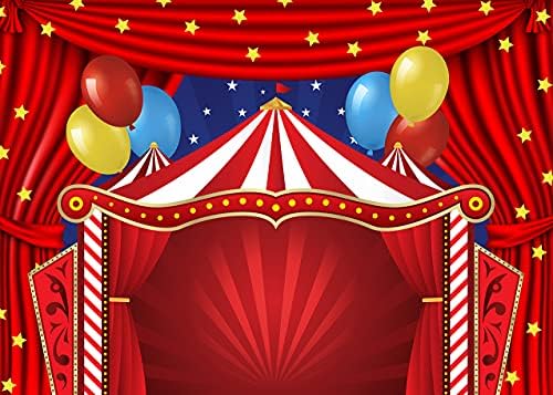 Цирк Cenven, Тематичен Фон за Карнавала, Червена Завеса, Звезди, Фон За Снимки на Парти по случай Рожден Ден,