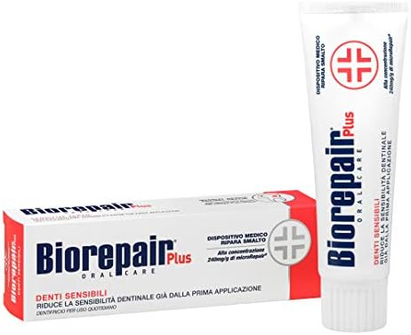 Ежедневна паста за зъби Biorepair за чувствителни зъби - Тръби по 2,54 течни унции (75 мл) (Опаковка от 3 броя)