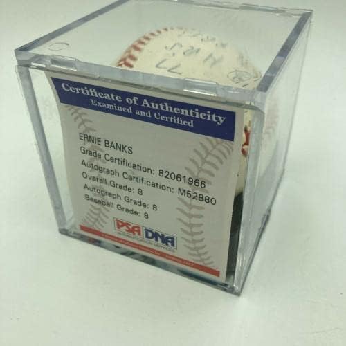 Ърни Банкс Подписа Бейзболни топки с Автографи И с Големи Букви STAT Baseball PSA DNA COA - Бейзболни топки