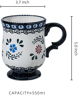ALMA 16,9 унция (500 мл), Изработена на стойка в стил полски керамика, Множество Керамични Кафеена Чаша, Керамика