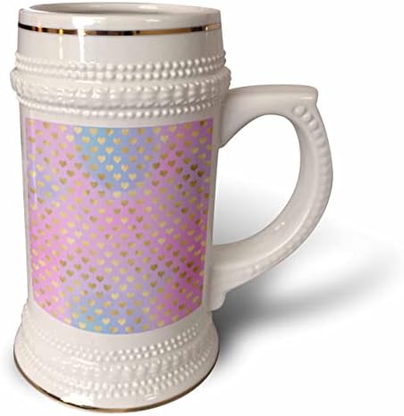 Триизмерна Розово-синята чаша със снимка златни Градиентных Сърца - 22 грама (stn_357537_1)