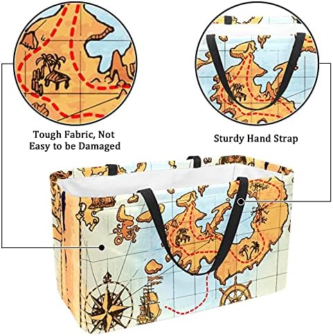 50Л Чанти за пазаруване Стари Пиратски Карта Сгъваема Кутия За Покупки на Продукта Чанта-тоут с Дръжки, Множество