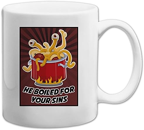 Кафеена чаша FSM Flying Spaghetti Monster, която Той Заварени за твоите грехове - [Бяла][11 грама.]