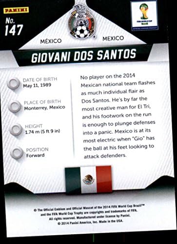 Световната купа Панини 2014 Призми 147 Джовани Дос Сантос Мексико Футболна карта