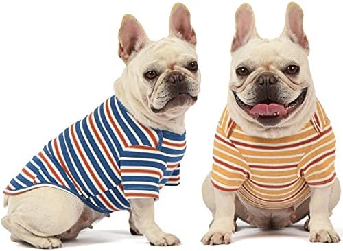 Памучен Тениска на райета Knuffelen Dog Тениски, Летни Дрехи за малки кучета, 2 пакета Меки дрехи за малки Кученца,