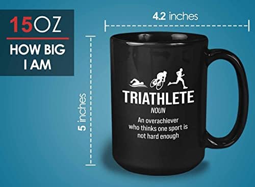 Кафеена чаша Bubble Hugs Triathlete 15 грама, Черна - Триатлет, Успешен В определянето на Триатлета - Смешен