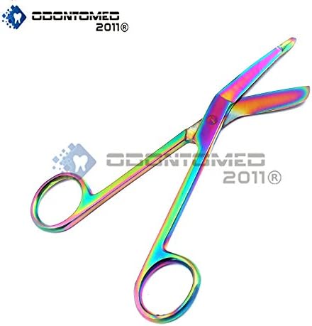 OdontoMed2011 Нов Набор от премиум-клас по 4 Броя, Многоцветни Титанов ножици за бинтове Rainbow Color Lister