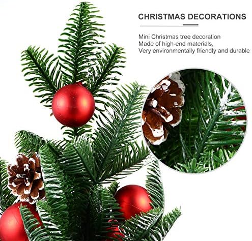 TENDYCOCO Мини Настолна Коледна Елха Изкуствена Борова Коледно Дърво с Химикалка в Основата на Чул Празнична
