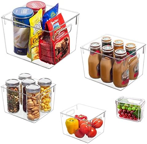 ACIGI Хладилник Кухненски органайзер за хладилници bins box - Прозрачни Кошница За Съхранение на Продукти за