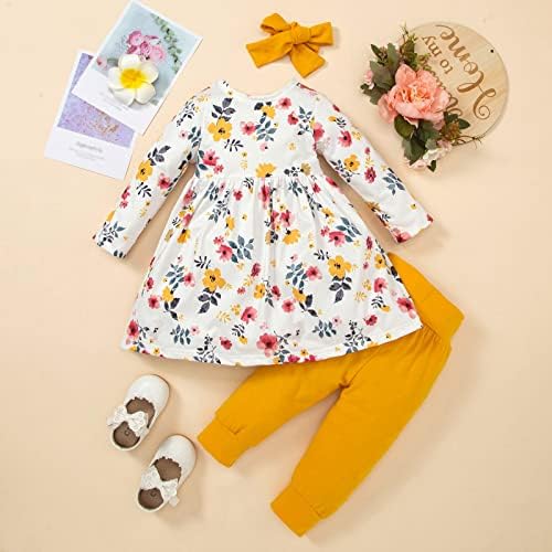 Xbgqasu/Пола с къс ръкав и цветна принтом за малки момичета, Обикновена Панталони, Превръзка на главата, Съоръжения