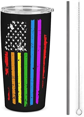 Дъгата Флаг гей-Прайда ЛГБТК, 20 грама, Пътна Кафеена Чаша С Вакуумна Изолация От Неръждаема Стомана, Чаша за