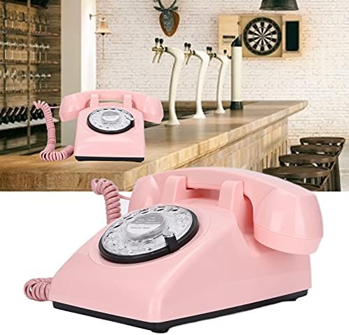 Ретро Стационарен Телефон Старомодна Класически Кабелна Ретро Телефон с Въртящ се Циферблат Подкрепа Хендсфри