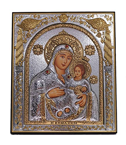 Вифлеемская Дева Мария Сребърна Православна Икона/Гръцки/Ръчна работа