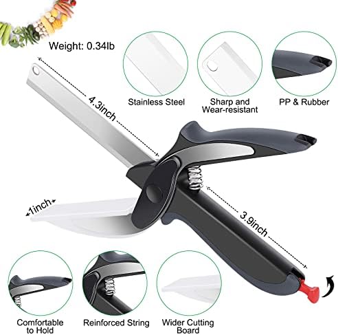 Ножици за рязане на зеленчуци LEEPENK Хеликоптер Салата, Умен Нож с Вградена дъска за бяла дъска, Ножици Кухня