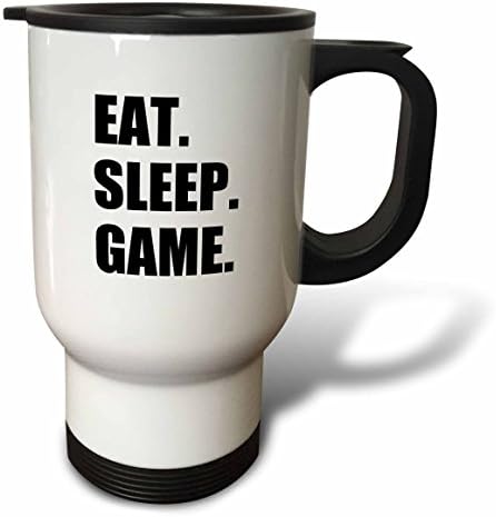 3D Чаша за пътуване Eat Sleep Game-Забавни подаръци за геймъри-Черен текст-Видео за професионални геймъри, 14